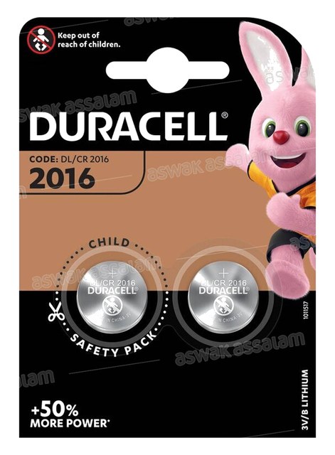 2 PILES BOUTON LITHIUM CR 2016 DURACELL