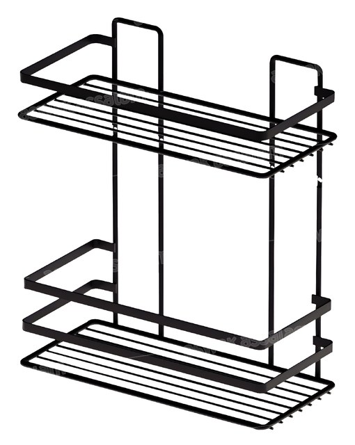 ETAGERE SALLE DE BAIN NOIRE EN METAL 2 NIVEAUX