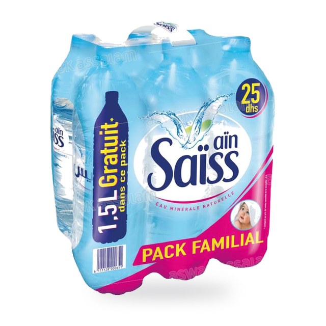 EAU MINERALE PACK DE 6 BOUTEILLES 1,5L AIN SAISS (5 ACHETES = 1 GRATUIT)