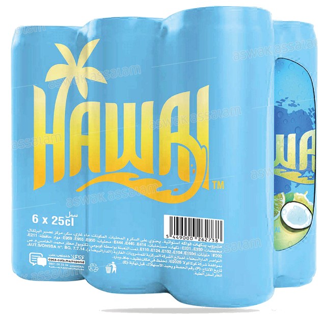 HAWAI CANNETTE SLIM PACK 6*25CL