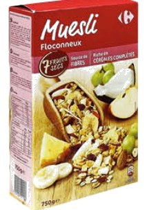 15 uesli floconneux aux 7 fruits secs Carrefour 750g