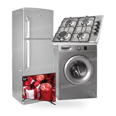 Pack Electromenager : Refrigerateur Dp405 405 L + Machine a Laver 842s 6 kg + Plaque de Cuisson Inox Ex410 4 Feux + Smart Tv 32 Pouces Siera