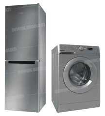 PACK REFRIGERATEUR COMBINE 295L A+ INOX WNF 711EX + MACHINE A LAVER 7KG A+++ SILVER WMTA 7122 S NA WHIRLPOOL
