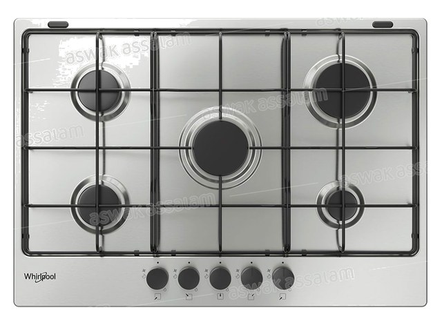 PLAQUE DE CUISSON A GAZ 5 FEUX 75CM INOX TGM 750/IX WHIRLPOOL