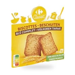 Biscottes au blé complet Carrefour 300g mm mm mm
