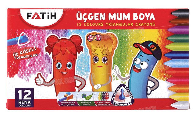 12 CRAYONS DE CIRE TRIANGULAIRES FATIH