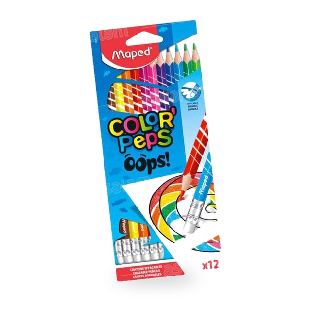 12 CRAYONS DE COULEUR EFFACABLE MAPED