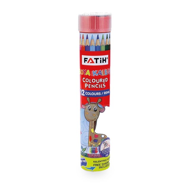 12 CRAYONS DE COULEUR EN TUBE FATIH