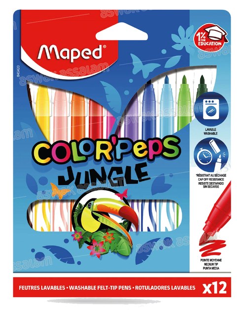 12 FEUTRES LAVABLES COLOR’PEPS JUNGLE MAPED