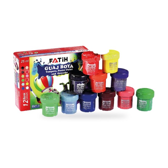 12 POTS DE GOUACHE PEINTURE 25ML FATIH