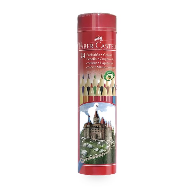 24 CRAYONS DE COULEUR TUBE EN METAL FABER-CASTELL