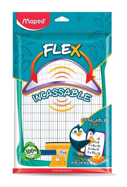 Ardoise effaçable incassable 19x27cm + feutre + brosse  – MAPED