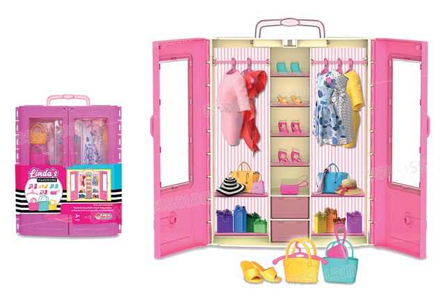 ARMOIRE DRESSING POUR POUPEE AVEC VETEMENTS & ACCESSOIRES