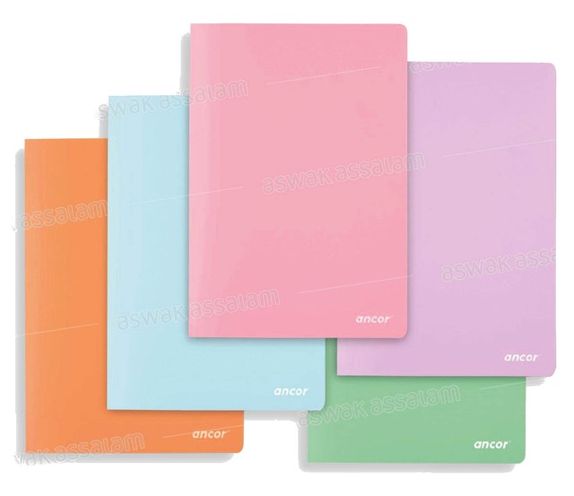 CAHIER PIQUE 17*22CM 192 PAGES 90G COUVERTURE POLYPROPYLENE COULEUR PASTEL ANCOR