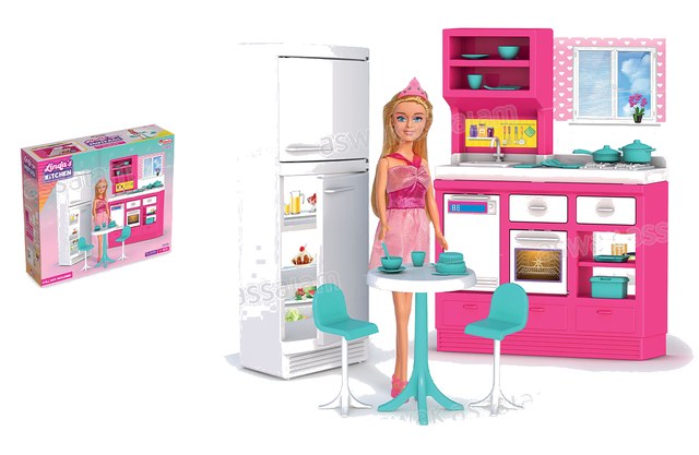 CUISINE EQUIPEE POUR POUPEE AVEC ACCESSOIRES
