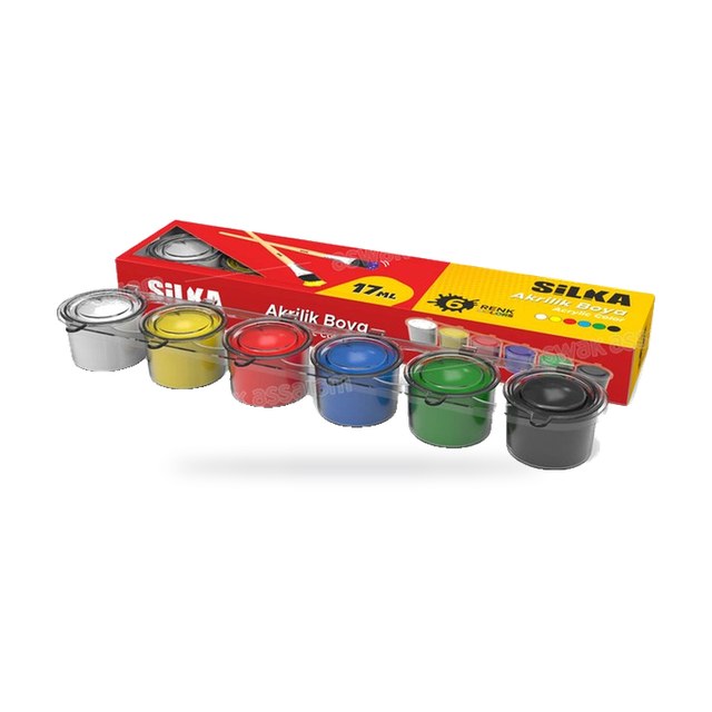 ENSEMBLE DE PEINTURE ACRYLIQUE 6 COULEURS 17ML SILKA