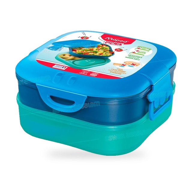 LUNCH BOX 3 EN 1 BLEU MAPED