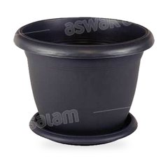 POT DE FLEURS AVEC SOUCOUPE 5L GRIS GAMME VILLA FLOWER
