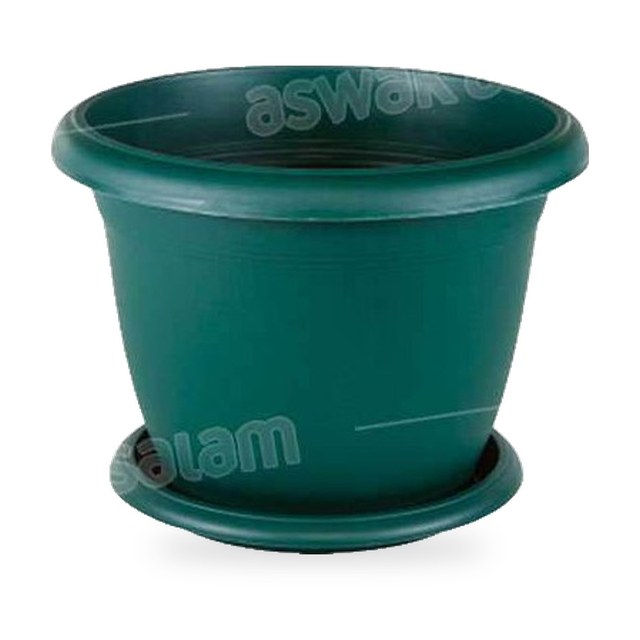 POT DE FLEURS AVEC SOUCOUPE 8,8L VERT GAMME VILLA FLOWER