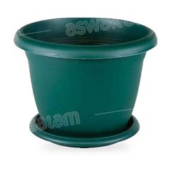 POT DE FLEURS AVEC SOUCOUPE 8,8L VERT GAMME VILLA FLOWER