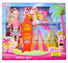 SET POUPEE + CANOE + ACCESSOIRES 36*32CM