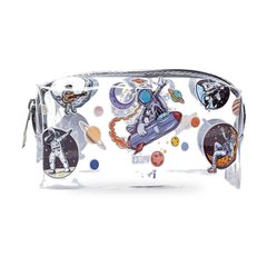 TROUSSE A CRAYONS A FERMETURE ECLAIR TRANSPARENTE MOTIF ASTRONAUTE 18,5*9*6CM VUKI