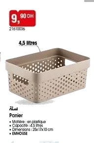 Panier de rangement en plastique – 4.5L