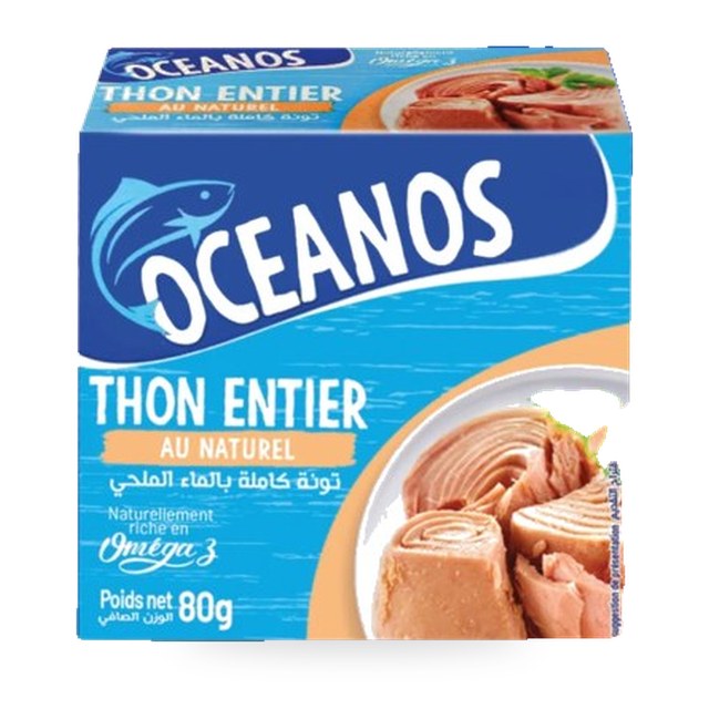 Thon entier au naturel Oceanos – 80/52g