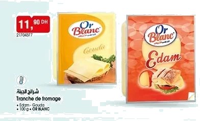 Tranche de fromage (Edam, Gouda) Or Blanc – 100g