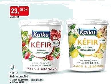 Kéfir aromatisé (Citron gingembre, Fraise grenade) Kaiku – 350g