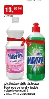 Lot eau de javel et liquide vaisselle Senor – 1L + 750ml