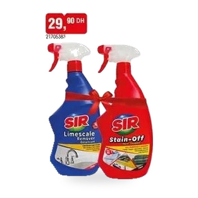 Lot nettoyant calcaire et antitaches Sir – Lot de 2 x 750ml