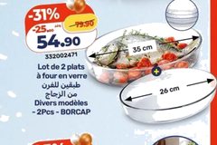 Lot de 2 plats à four en verre BORCAP – 35 cm