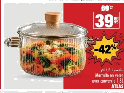 Marmite en verre avec couvercle ATLAS – 1,6 L