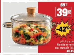 Marmite en verre avec couvercle ATLAS – 1,6 L