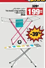 Lot d’étendoir à linge et table à repasser ATLAS – Lot de 2