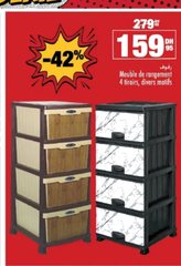 Meuble de rangement 4 tiroirs divers motifs