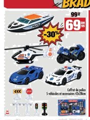 Coffret de police 5 véhicules et accessoires – 42x28cm