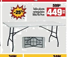 Table pliante rectangulaire 180x70x74 cm