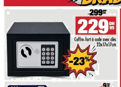 Coffre-fort à code avec clés – 23x17x17cm