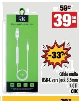 Câble audio USB-C vers jack 3,5mm K-011 – CIK