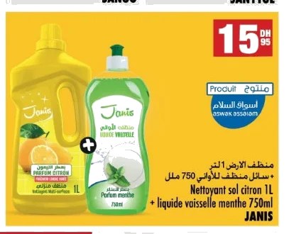 Nettoyant sol citron 1 L + liquide vaisselle menthe 750 ml – Lot