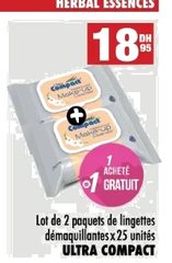 Lingettes démaquillantes Ultra Compact – Lot de 2 x 25 unités