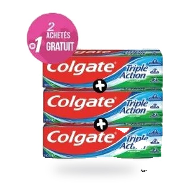 Dentifrice Colgate Triple Action – Lot de 3 x 100 ml