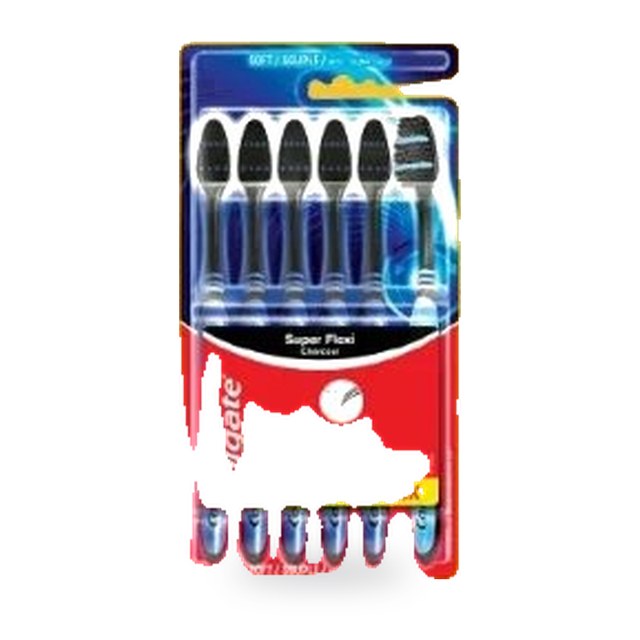 Brosses à dents Colgate Super Flexi Charcoal – Lot de 6