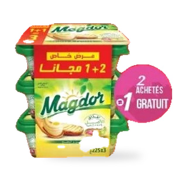 Margarine MAGDOR – Lot de 3 x 225 g