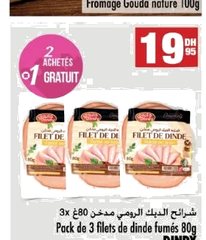Filets de dinde fumés Dindy – Lot de 3 x 80 g