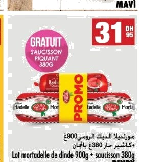 Mortadelle de dinde et saucisson piquant Dindy – Lot 900 g + 380 g