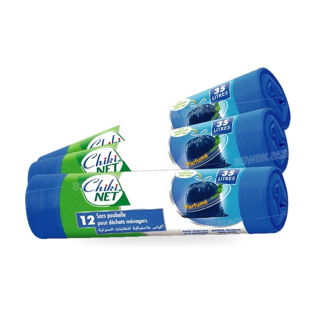 12 SACS POUBELLE 35L LOT DE 3 CHIKINET ( 2 ACHETES = 1 GRATUIT)