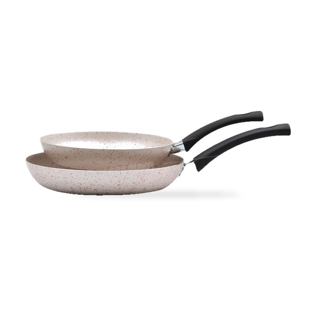 LOT 2 POELES REVETEMENT EN GRANITE 22CM-26CM PERLE